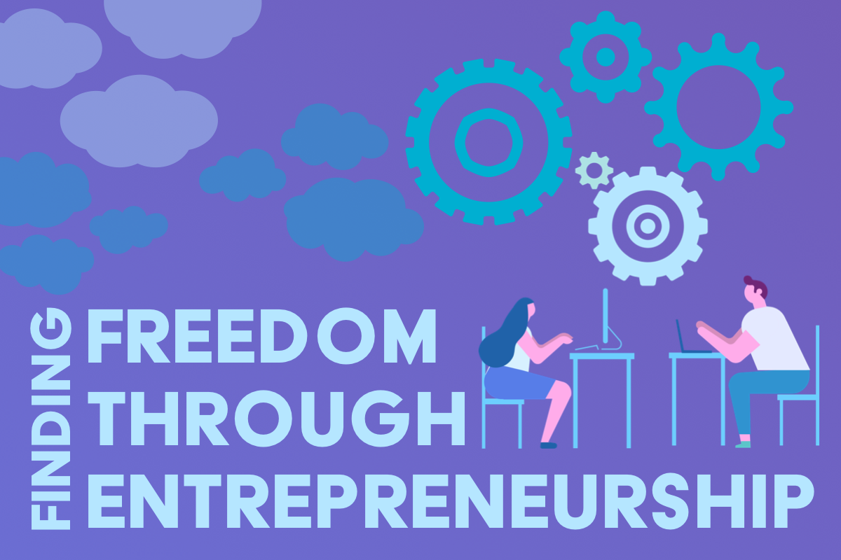 This image illustrates entrepreneurship as a path to personal freedom.